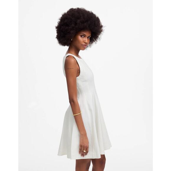 Madewell Womens Circle Mini Dress Airy Denim Edition NV521 Pure White Sze XS NWT - Picture 4 of 8